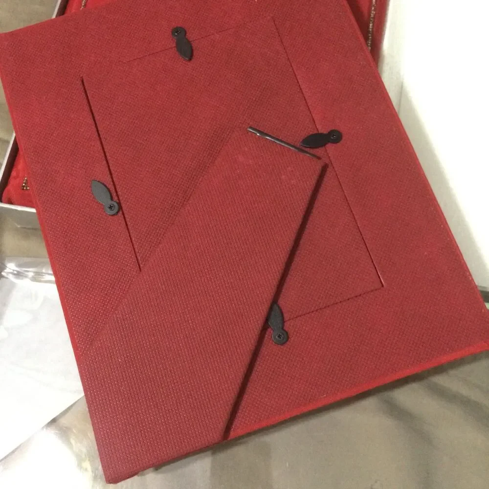Vintage Deluxe Embroidered Red Velvet Snowflake Journal & Picture Frame Set NOS